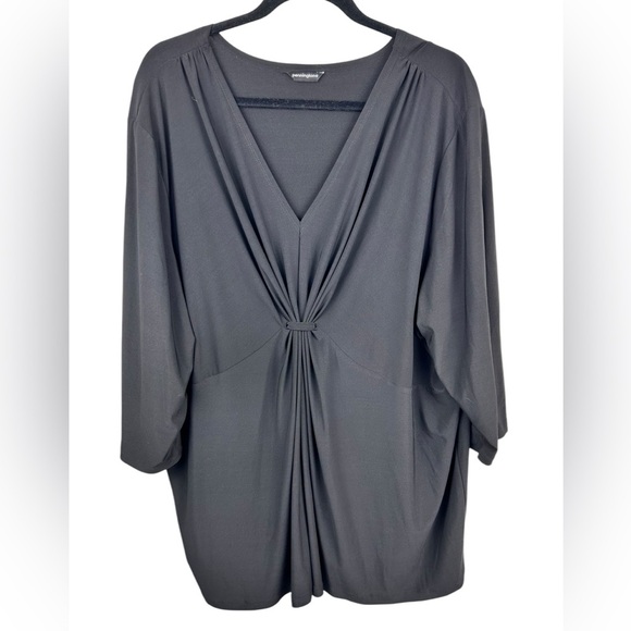Penningtons 5X black tunic blouse, gathered front detail, draping, vneck Elegant - Picture 1 of 8